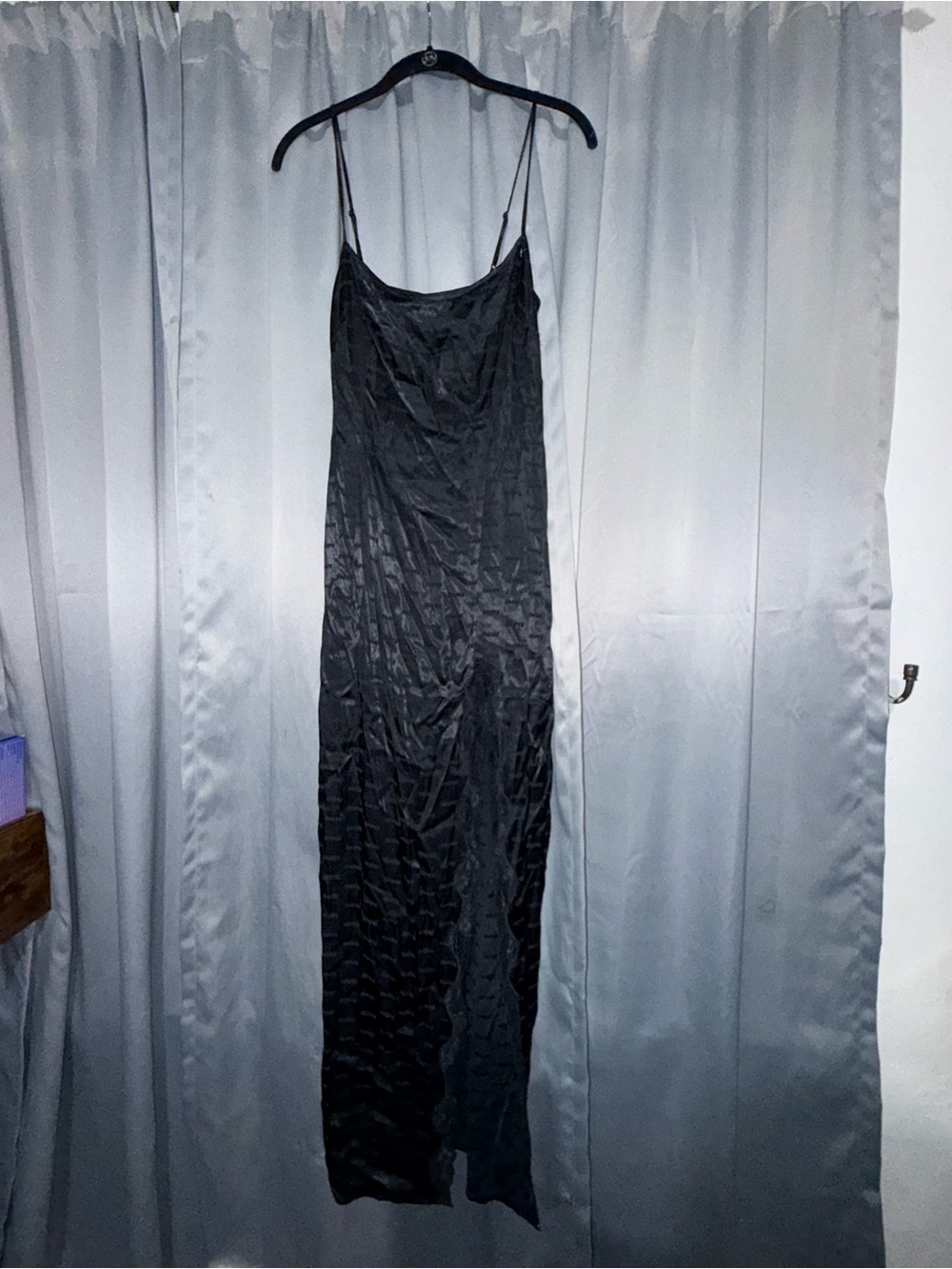 Skim Black Satin Slip Midi Dress